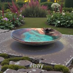 VTG Joy Imai Studio Pottery Low Bowl 9 Iridescent Copper Turquoise Signed