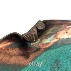 VTG Joy Imai Studio Pottery Low Bowl 9 Iridescent Copper Turquoise Signed