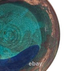 VTG Joy Imai Studio Pottery Low Bowl 9 Iridescent Copper Turquoise Signed
