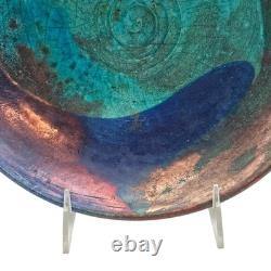 VTG Joy Imai Studio Pottery Low Bowl 9 Iridescent Copper Turquoise Signed