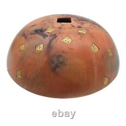 VTG LMNO Arts Southwest Raku Studio Pottery Vase Gilt Orange Sunset 1990's