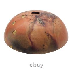 VTG LMNO Arts Southwest Raku Studio Pottery Vase Gilt Orange Sunset 1990's