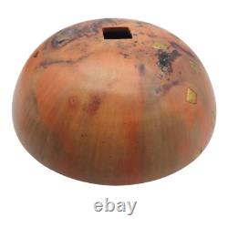 VTG LMNO Arts Southwest Raku Studio Pottery Vase Gilt Orange Sunset 1990's