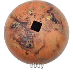 VTG LMNO Arts Southwest Raku Studio Pottery Vase Gilt Orange Sunset 1990's