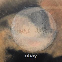 VTG LMNO Arts Southwest Raku Studio Pottery Vase Gilt Orange Sunset 1990's