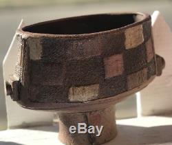 VTG MCM Ikebana Studio Art Pottery Vase Planter Brutalist Patchwork Signed A
