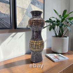 VTG MCM Italian Studio Pottery Volcanic Fat Lava Glaze Brutalist Vase 14 Signed