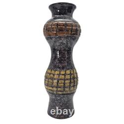 VTG MCM Italian Studio Pottery Volcanic Fat Lava Glaze Brutalist Vase 14 Signed