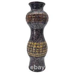 VTG MCM Italian Studio Pottery Volcanic Fat Lava Glaze Brutalist Vase 14 Signed