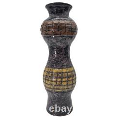 VTG MCM Italian Studio Pottery Volcanic Fat Lava Glaze Brutalist Vase 14 Signed