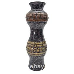 VTG MCM Italian Studio Pottery Volcanic Fat Lava Glaze Brutalist Vase 14 Signed