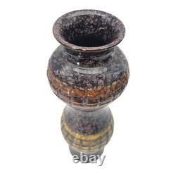 VTG MCM Italian Studio Pottery Volcanic Fat Lava Glaze Brutalist Vase 14 Signed