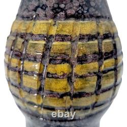VTG MCM Italian Studio Pottery Volcanic Fat Lava Glaze Brutalist Vase 14 Signed