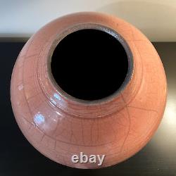 VTG Mark Hines RAKU STUDIO POTTERY VASE Lidded Pink Hollywood Regency Decorator