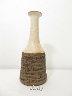 VTG Mid Century SIGNED W. DAVIS STUDIO POTTERY CERAMIC ART VASE Bottle SGRAFFITO