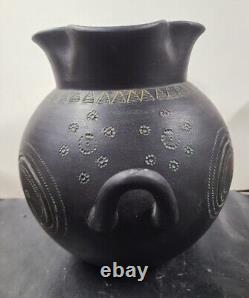 VTG Midcentury Ugo Zaccagnini Italian Pottery Sgraffito Studio Vase Pot 9×9