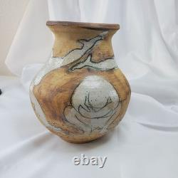VTG Naked Nude Woman Pottery Vase Handcrafted Sketch 8 Tall Studio Art Pottery