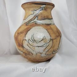 VTG Naked Nude Woman Pottery Vase Handcrafted Sketch 8 Tall Studio Art Pottery