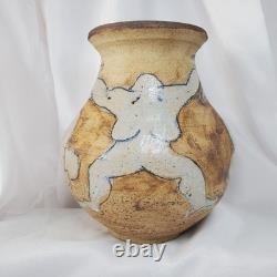 VTG Naked Nude Woman Pottery Vase Handcrafted Sketch 8 Tall Studio Art Pottery