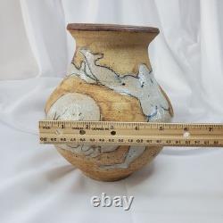 VTG Naked Nude Woman Pottery Vase Handcrafted Sketch 8 Tall Studio Art Pottery