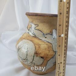 VTG Naked Nude Woman Pottery Vase Handcrafted Sketch 8 Tall Studio Art Pottery