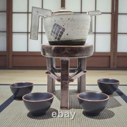 VTG Postmodern Studio Stoneware Teapot w Pedestal Stand Memphis Style 16.5