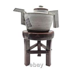 VTG Postmodern Studio Stoneware Teapot w Pedestal Stand Memphis Style 16.5