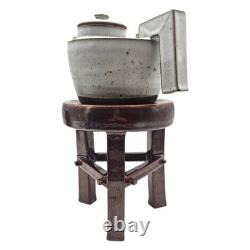 VTG Postmodern Studio Stoneware Teapot w Pedestal Stand Memphis Style 16.5