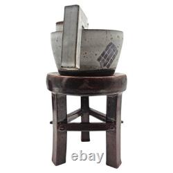 VTG Postmodern Studio Stoneware Teapot w Pedestal Stand Memphis Style 16.5