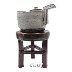VTG Postmodern Studio Stoneware Teapot w Pedestal Stand Memphis Style 16.5