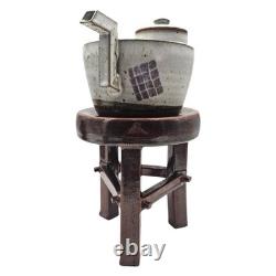 VTG Postmodern Studio Stoneware Teapot w Pedestal Stand Memphis Style 16.5