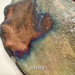 VTG Raku Studio Art Pottery 12 Bowl Signed Nora Crackle Glaze Koi Fish Metallic