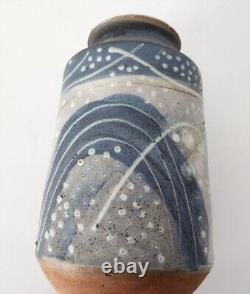 VTG Rare Mid Century Charles Counts Blue & White Design Studio Pottery Vase 8