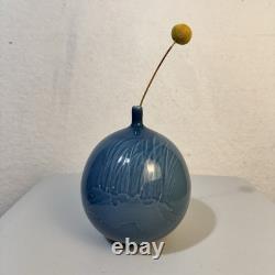 VTG Reid Osaki Stoneware Studio Pottery Light Blue Reed Vase Weed Pot 7 Signed