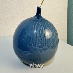 VTG Reid Osaki Stoneware Studio Pottery Light Blue Reed Vase Weed Pot 7 Signed