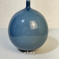 VTG Reid Osaki Stoneware Studio Pottery Light Blue Reed Vase Weed Pot 7 Signed