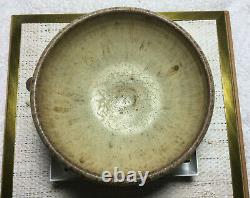 VTG Small Art Studio Pottery Beige Glaze Clay Bowl Signed Sherman 6