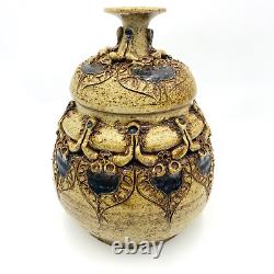VTG Studio Art Pottery Crock Bean Pot Olive Jar Honey Unique Artist SIGNED