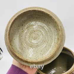 VTG Studio Art Pottery Crock Bean Pot Olive Jar Honey Unique Artist SIGNED