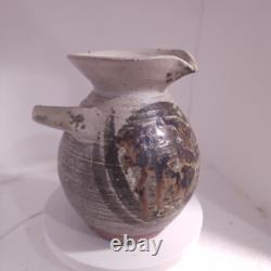 VTG Studio Art Pottery Pitcher Vase Abstract Stoneware Shino 6 ID HELP VP