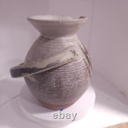 VTG Studio Art Pottery Pitcher Vase Abstract Stoneware Shino 6 ID HELP VP