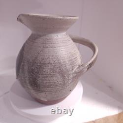 VTG Studio Art Pottery Pitcher Vase Abstract Stoneware Shino 6 ID HELP VP
