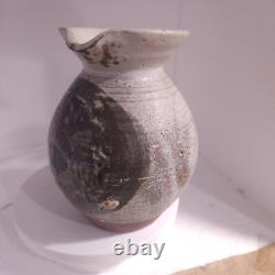 VTG Studio Art Pottery Pitcher Vase Abstract Stoneware Shino 6 ID HELP VP