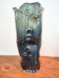 VTG Studio Art Pottery Sculptural Vessel Signed Mid-century Modern Vase