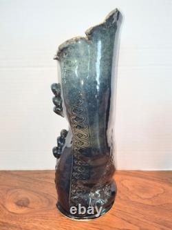 VTG Studio Art Pottery Sculptural Vessel Signed Mid-century Modern Vase