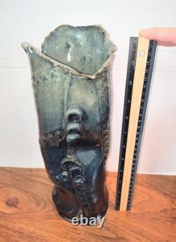 VTG Studio Art Pottery Sculptural Vessel Signed Mid-century Modern Vase
