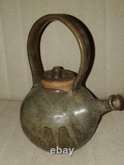 VTG Studio Art Pottery Teapot with Lid Glazed Handmade Original Earth Tones