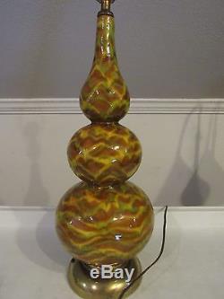 VTG Studio Pottery Drip Glaze Table Lamp Retro Tie Dye Psychedelic Light Gurgle