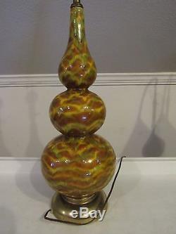 VTG Studio Pottery Drip Glaze Table Lamp Retro Tie Dye Psychedelic Light Gurgle