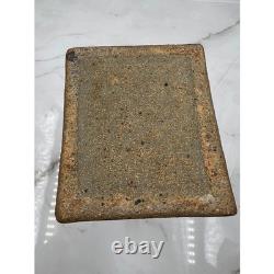 VTG Studio Pottery Lidded Canister Square Stoneware Jar Beige Cream Brutalist